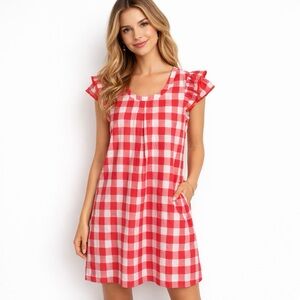 Persifor Gingham Check Dress Size M Pink Picnic Cottagecore Soft Girl Preppy NWT